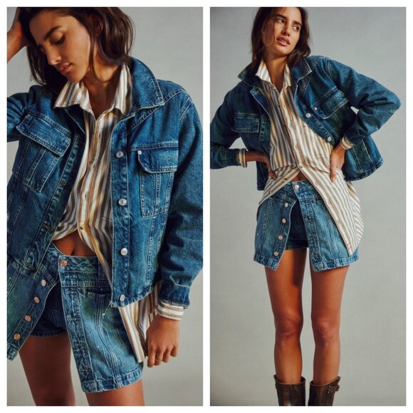 Free People Jade Denim Jacket in High Dive - Picture 1 of 5